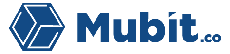 logotipo en color azul de Mubit con letras y un cubito con dos S adentro Almacenamiento Guadalajara